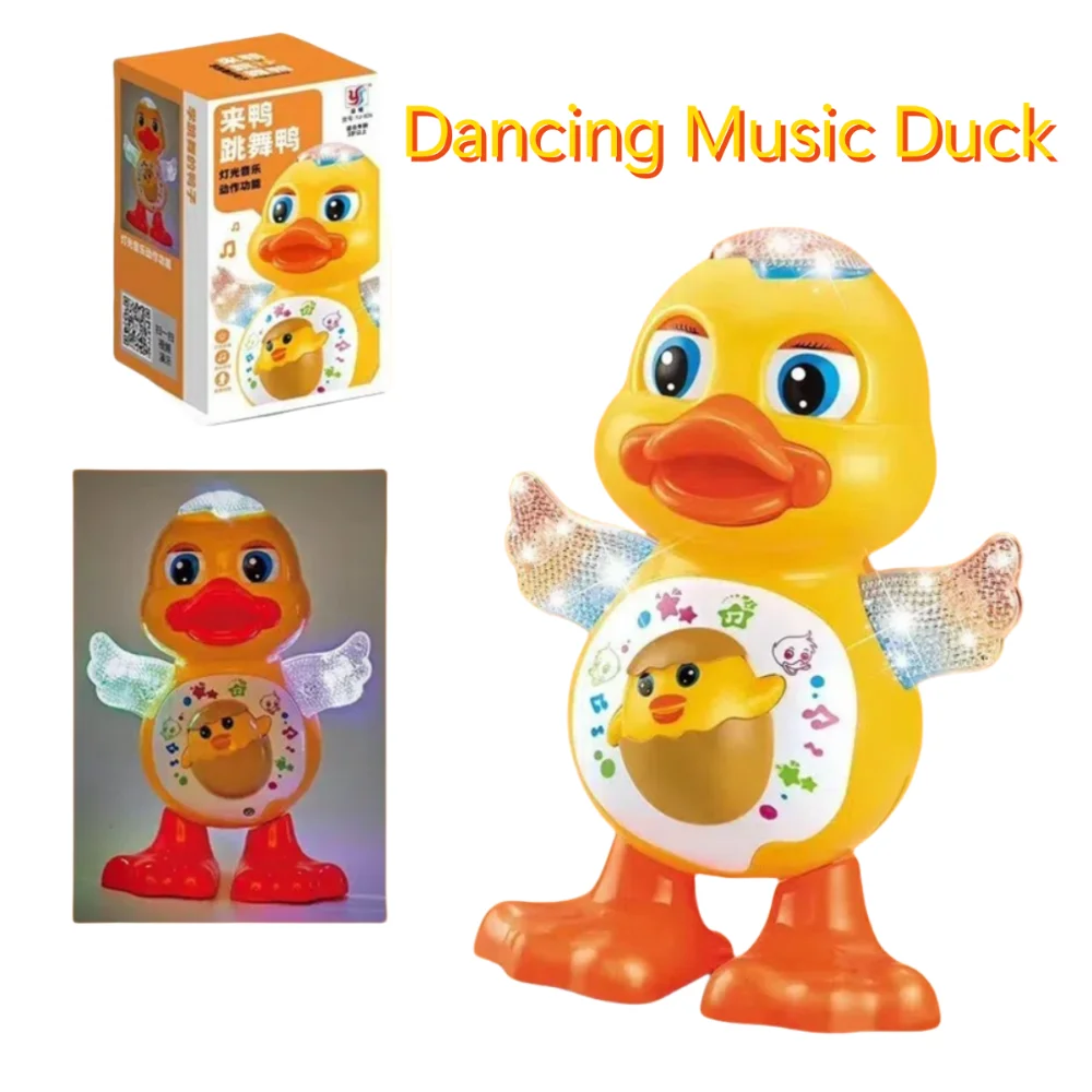 Nova dança elétrica pato piscar olhos piscando luz musical pato brinquedo shake corpo engraçado animal brinquedo educativo presente de aniversário