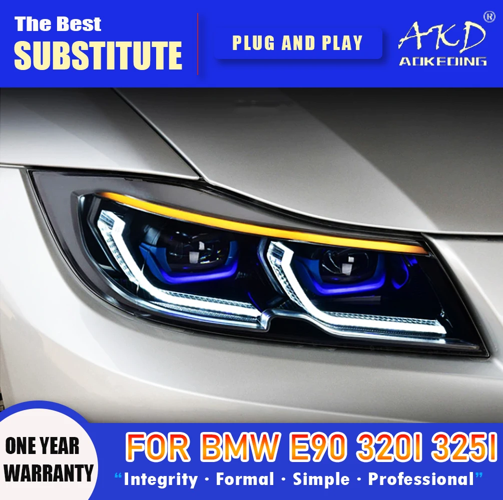 

AKD Head Lamp for BMW E90 LED Headlight 2005-2012 Headlights 320i 325i 318i DRL Turn Signal High Beam Angel Eye Projector Lens