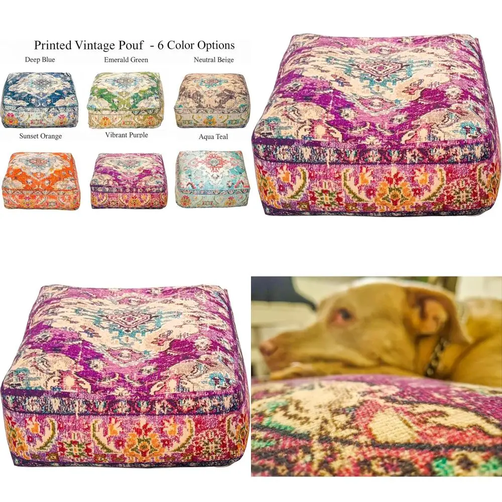 

Purple Moroccan Floor Cushion Cover - Large Square Meditation Pillow Case for Living Room, Bedroom, Nursery & Kids Room (Unstuff