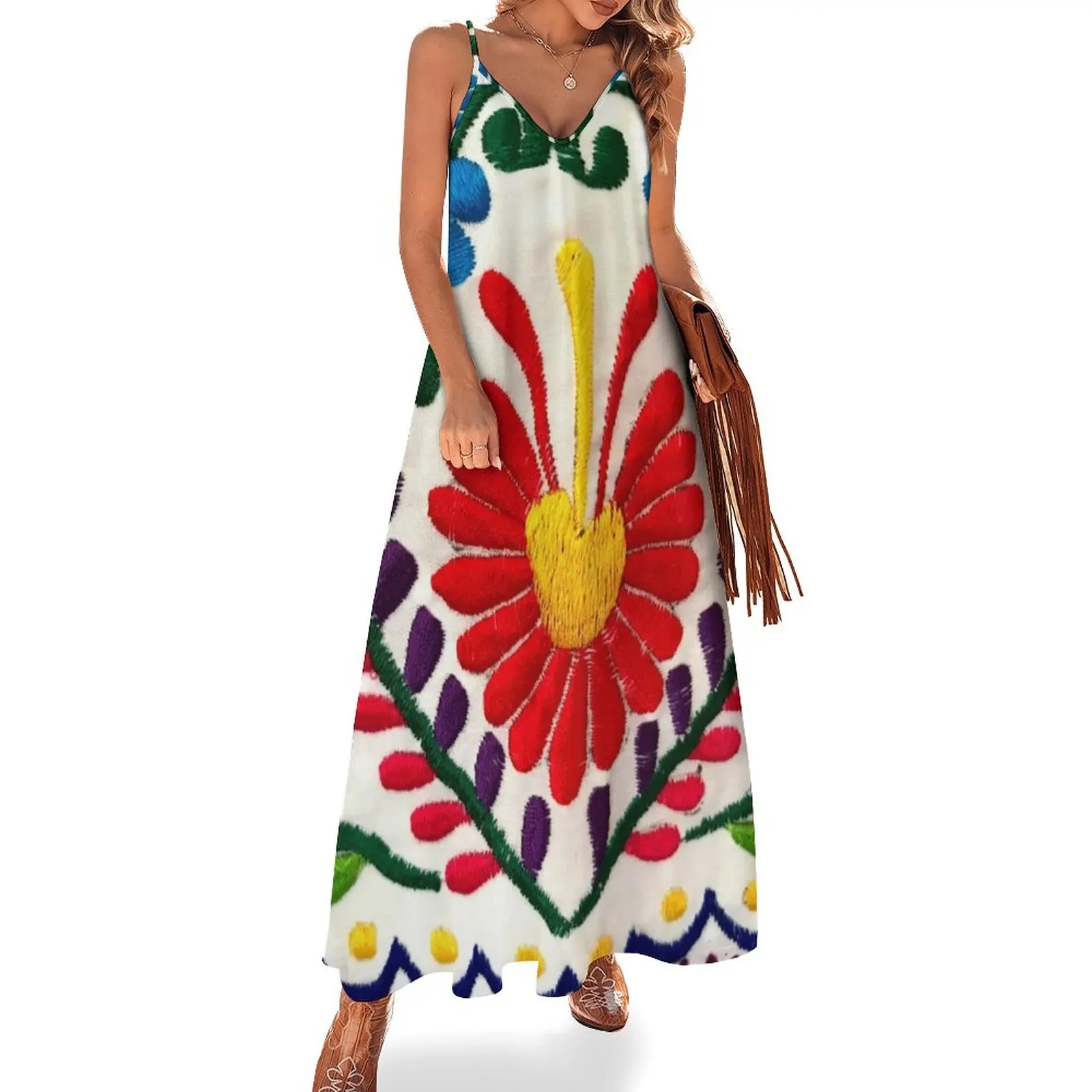 

Mexican Flowers Sleeveless Dress Female clothing evening dress