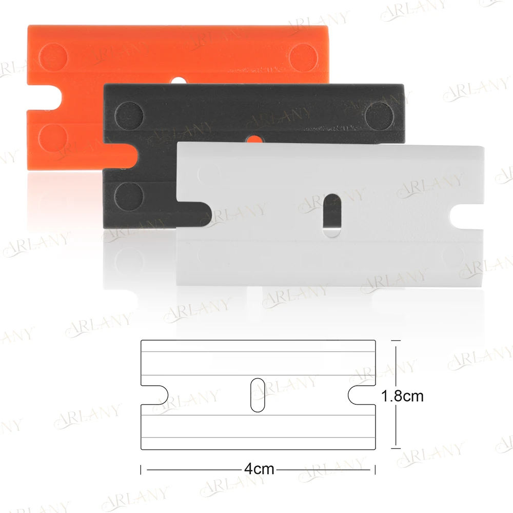 Arlany Plastic Scheermesjes 100 Stuks Tweesnijdend Plastic Mes Scheermes Schraper Gereedschap Voor Glasreiniging Zelfklevend Etiket Verwijderen