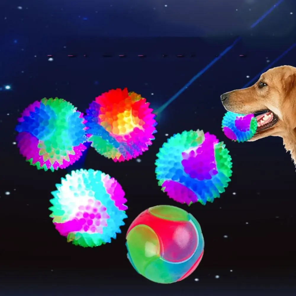 Dog Chew Toys Flash Bouncing Ball Diamond Ball Squeakers LED Dog Balls Pet Supplies Sound Squeaker Glowing Ball Children