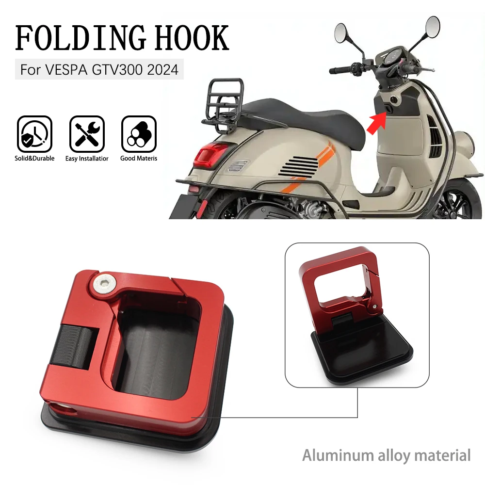 Motorcycle Hook Anti-wear CNC Aluminum Hook Helmet Bag Universal  For Vespa GTS300 2024  GTS 300 Super GTV300 GTV 300