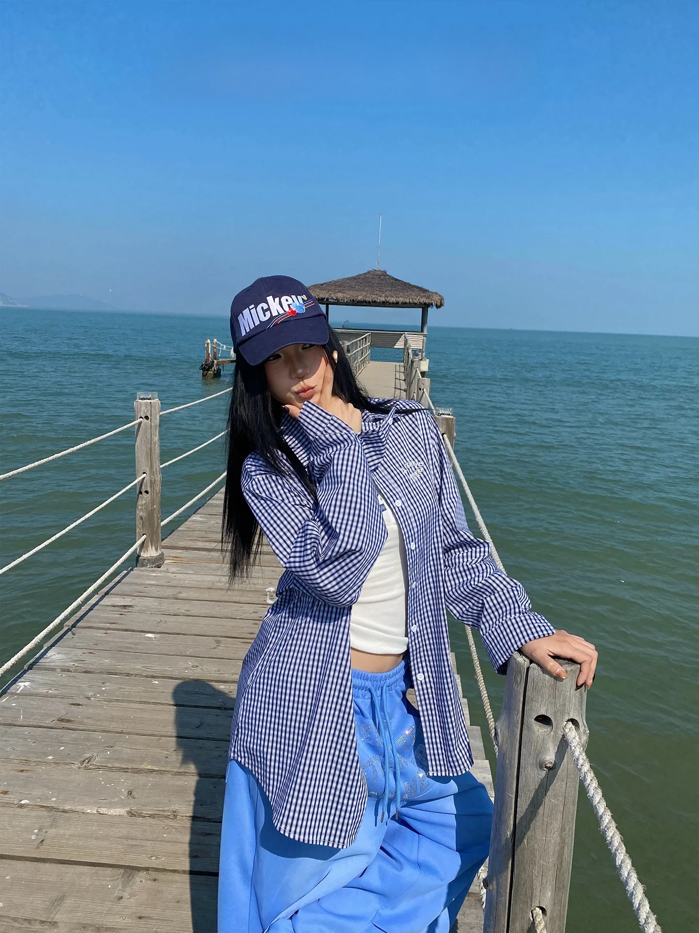 

Casual Loose Long Sve Plaid irt ex Spring Summer Breathable Comfortable Cotton Polyester Blend Collar Button down