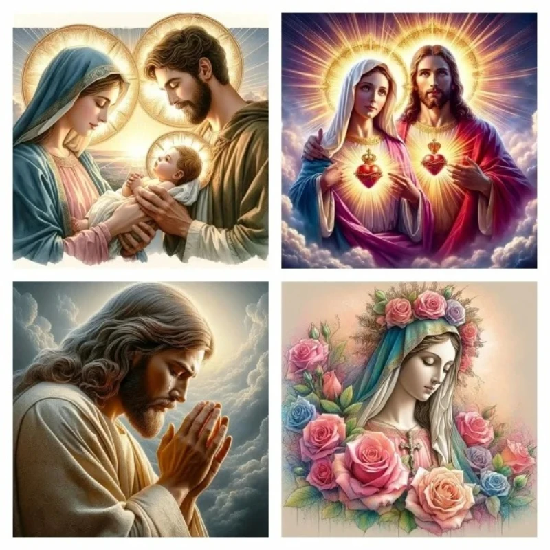 5D Diamant Malerei Neue Ankunft Jesus Mary Volle Runde Bohrer Strass Bild Stickerei Porträt Rose Blume Wand Dekor Geschenk
