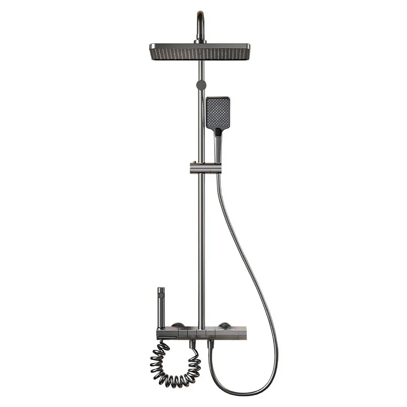 

Hot and cold piano buttons digital display bathroom shower full set space aluminum bathroom shower cover