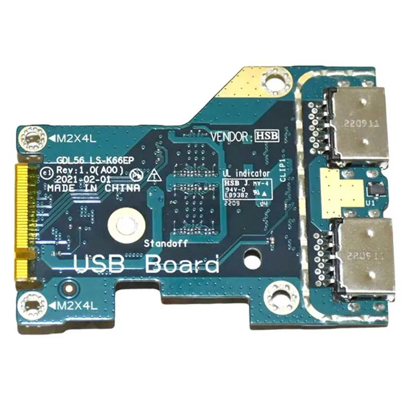 New 2-Port I/O Circuit USB Board LS-K66EP RY7G0 For Dell G Series G15 5511 5515