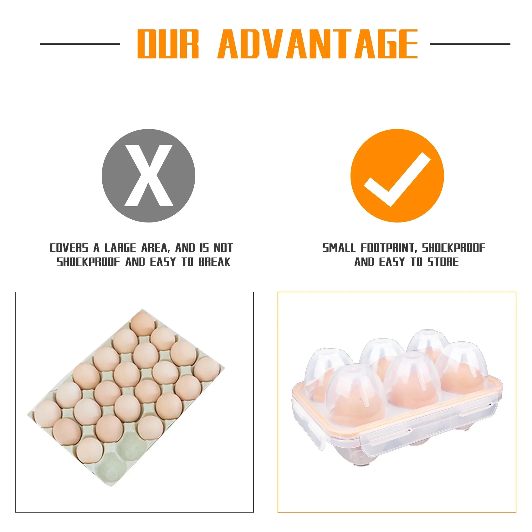 AA26P Portable Camping Shockproof and Leakproof 6 Eggs Carrier Container Case Eggs Carrier Holder Egg Storage Box Case