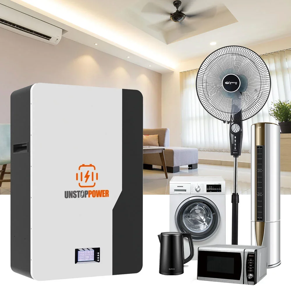 Unstoppower Wholesale 5Kwh 10Kwh 6000 Cycle Times LiFePO4 BMS Solar Energy Storage Battery For Home Wall Mounted