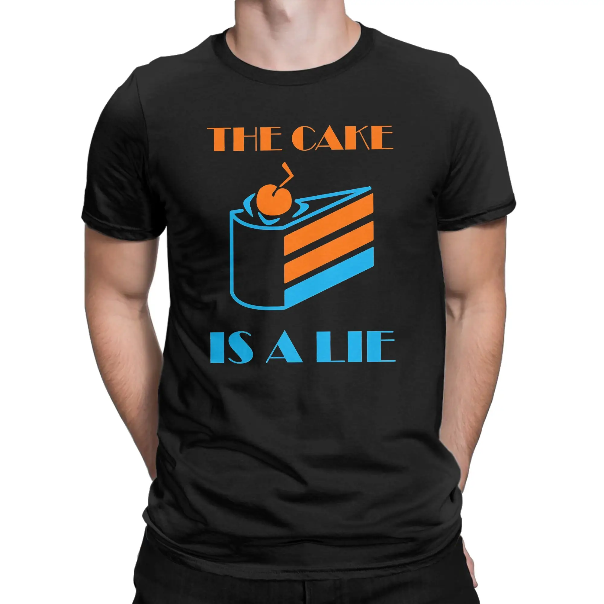 The Cake Is A Lie  Classic Portal Graphic 100% Cotton T-Shirt Tops Tees For Men