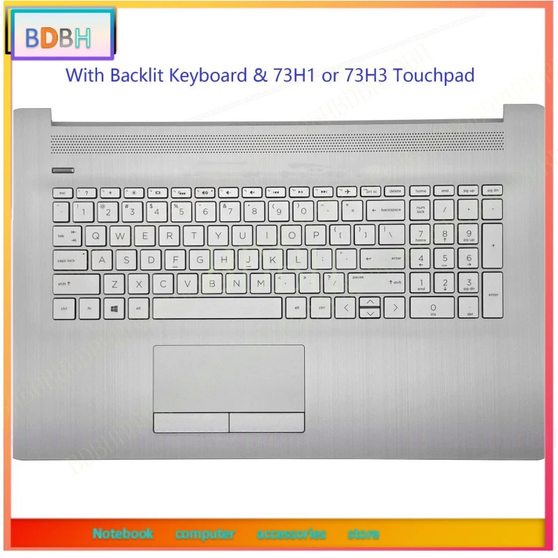 

Новая подставка для рук с подсветкой, клавиатура и тачпад для HP 17-BY 17-CA L92783-001, серебристый цвет