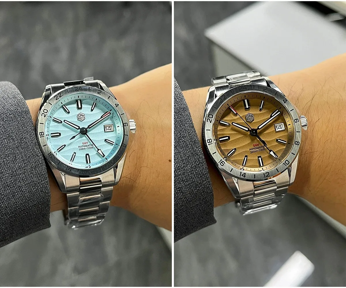 San Martin Men GMT Watch 39mm Fashion Automatic Mechanical Wristwatch 10ATM Waterproof BGW-9 Luminous Sapphire NH34 Steel Bezel