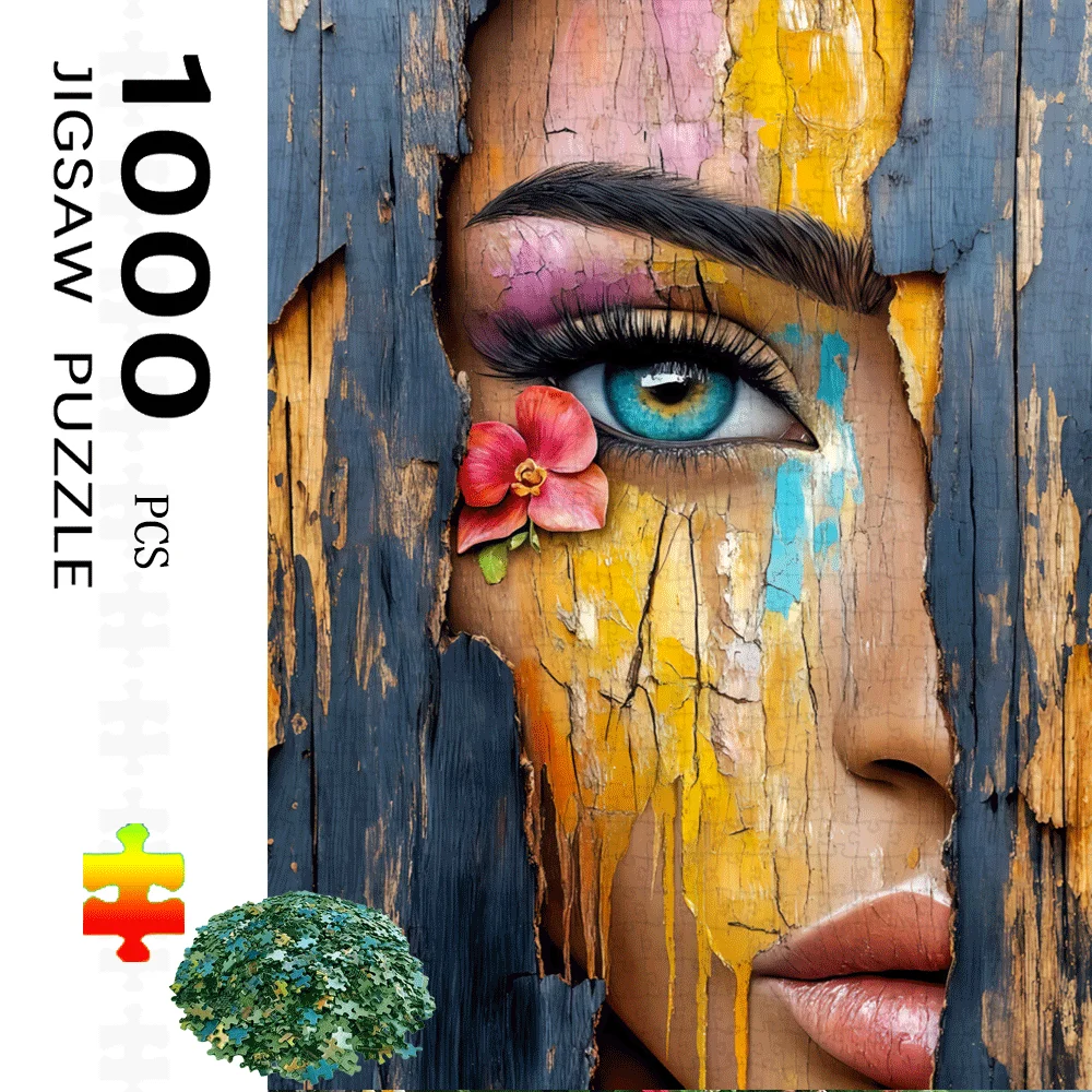 1000ピース 大きな目アートパズル - 大人と家族のための創造的なDIY脳トレ、ユニークな目を持つインタラクティブな紙パズルゲーム