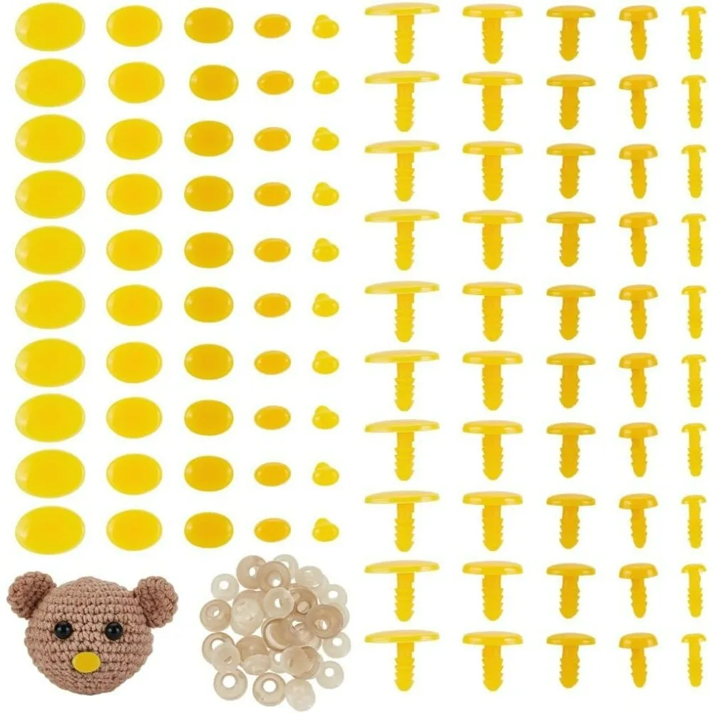 

105 Pcs 5 Sizes Plastic Crafts Eyes with Spacer Safety Noses Oval Animal Noses Cartoon Eye Making Supplies for Plush