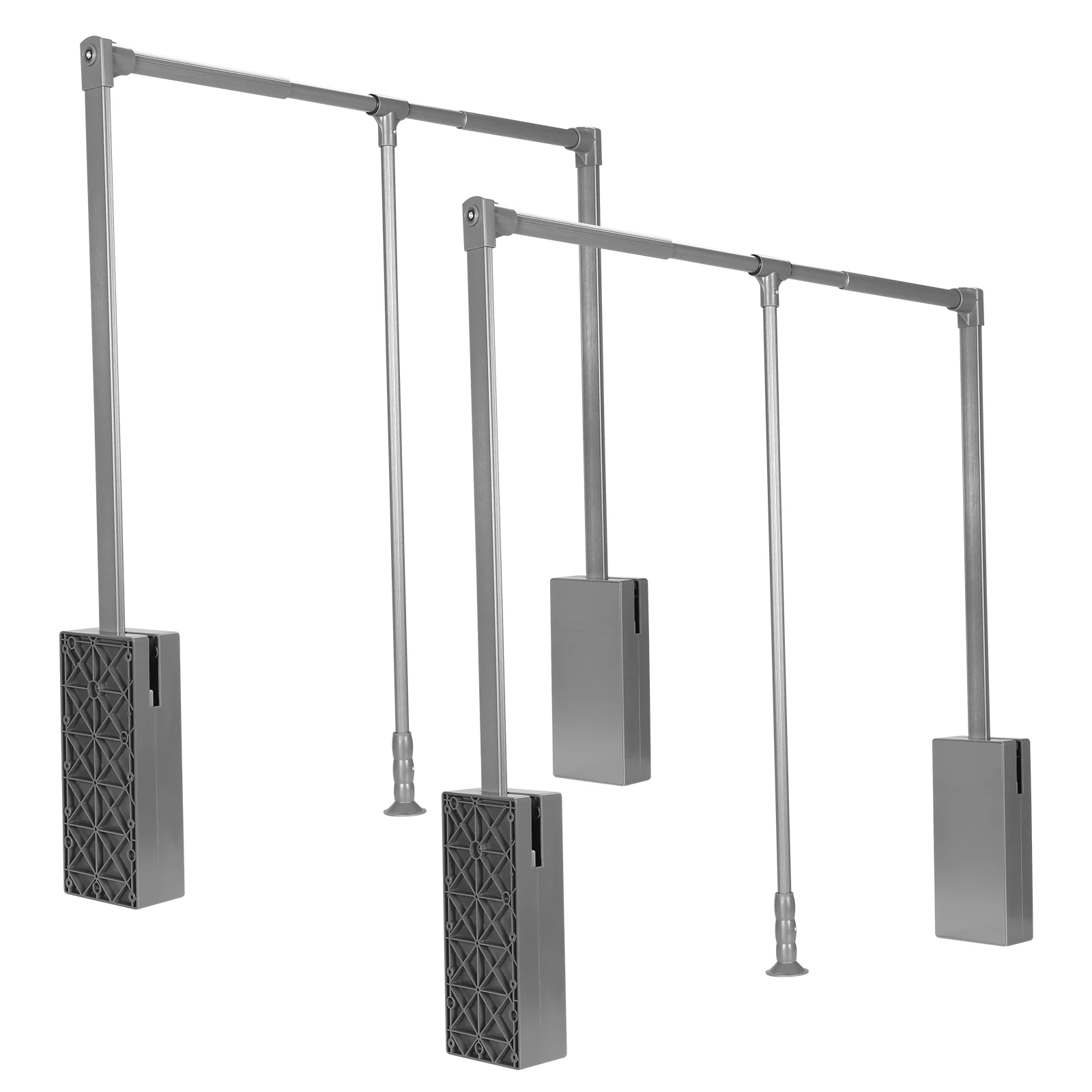 

2Pcs Two-way Buffering Wardrobe Hanger Adjustable Width Side Mounted Closet Rod 60Lbs Load Capacity for Cabinet Hanging Clothes