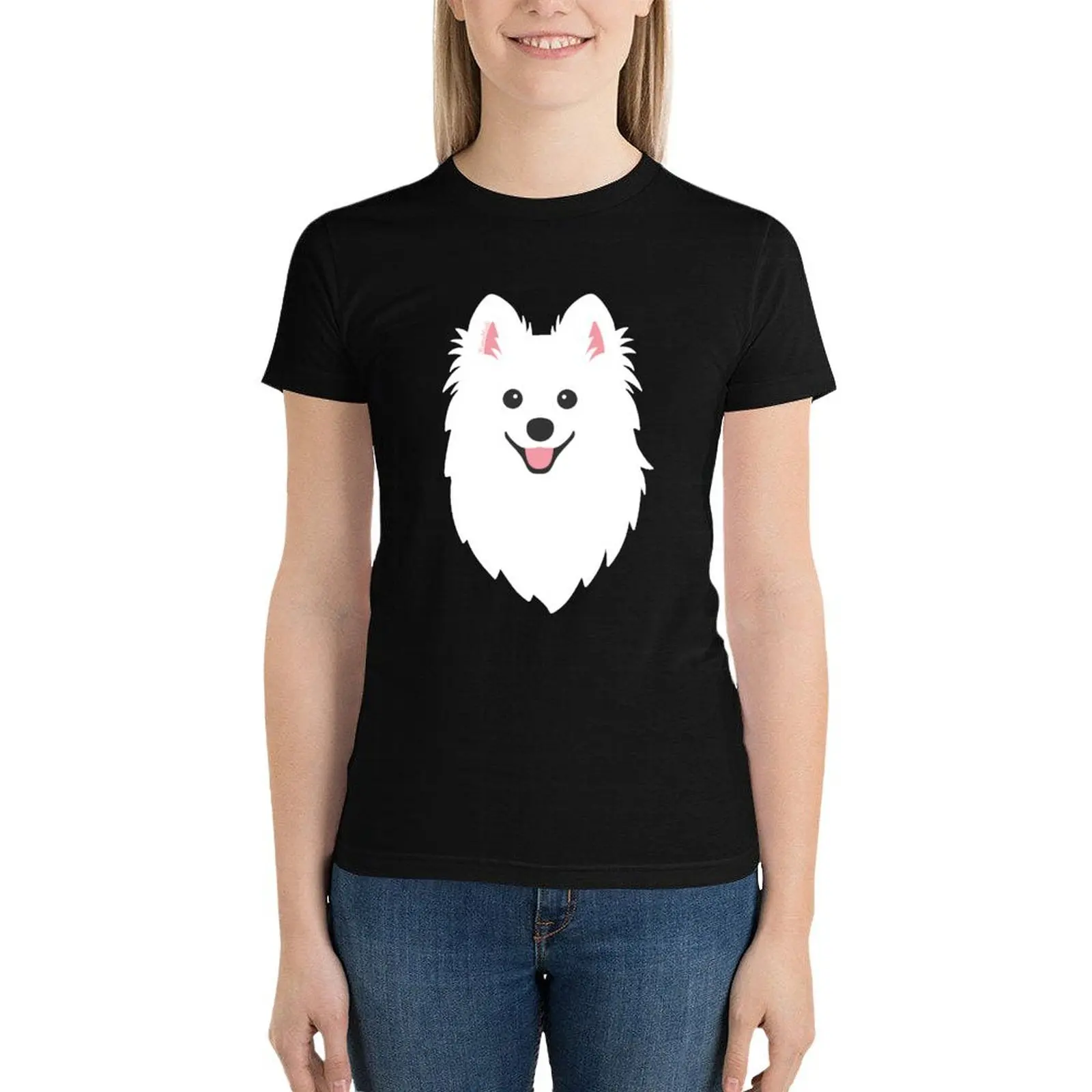 Happy Japanese Spitz Dog - Aqua t-shirt donna animal print shirt per ragazze moda coreana vestiti divertenti per donna