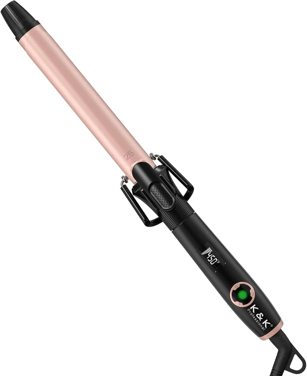 Professional 1 Inch Tourmaline Ceramic Hair Curler with Dual Voltage, Auto Off, Up to 450F for Traveling