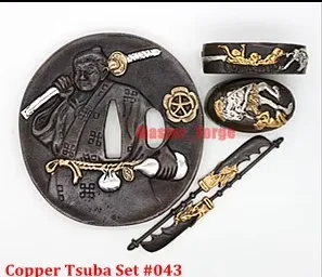 

Exquisite Gold & Silver Gilded Copper Set of Japanese Katana Sword Tsuka Handle #37-45