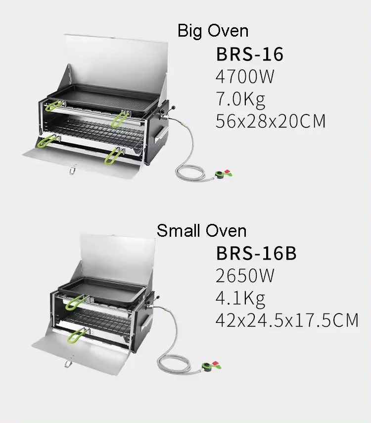 Portable Lightweight Stainless Steel Manual BBQ Oven Outdoor Folding Gas Stove Removable Butane Fuel Camping Hiking Picnics