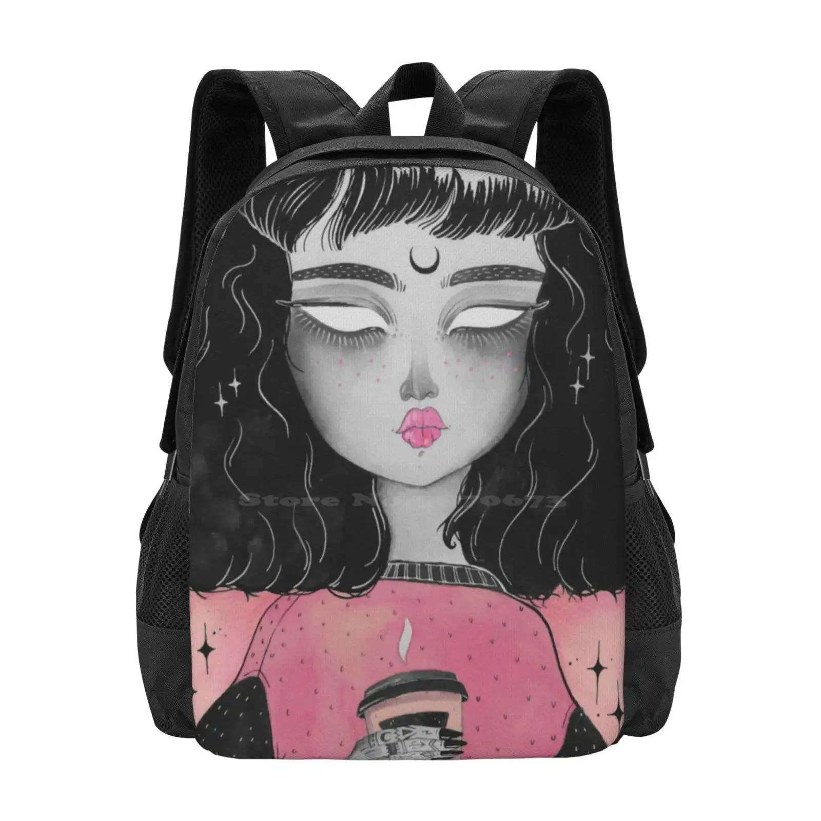 Untitled Pattern Design Bag Student'S Backpack Pop People Pink Girl Sweaters Lolle