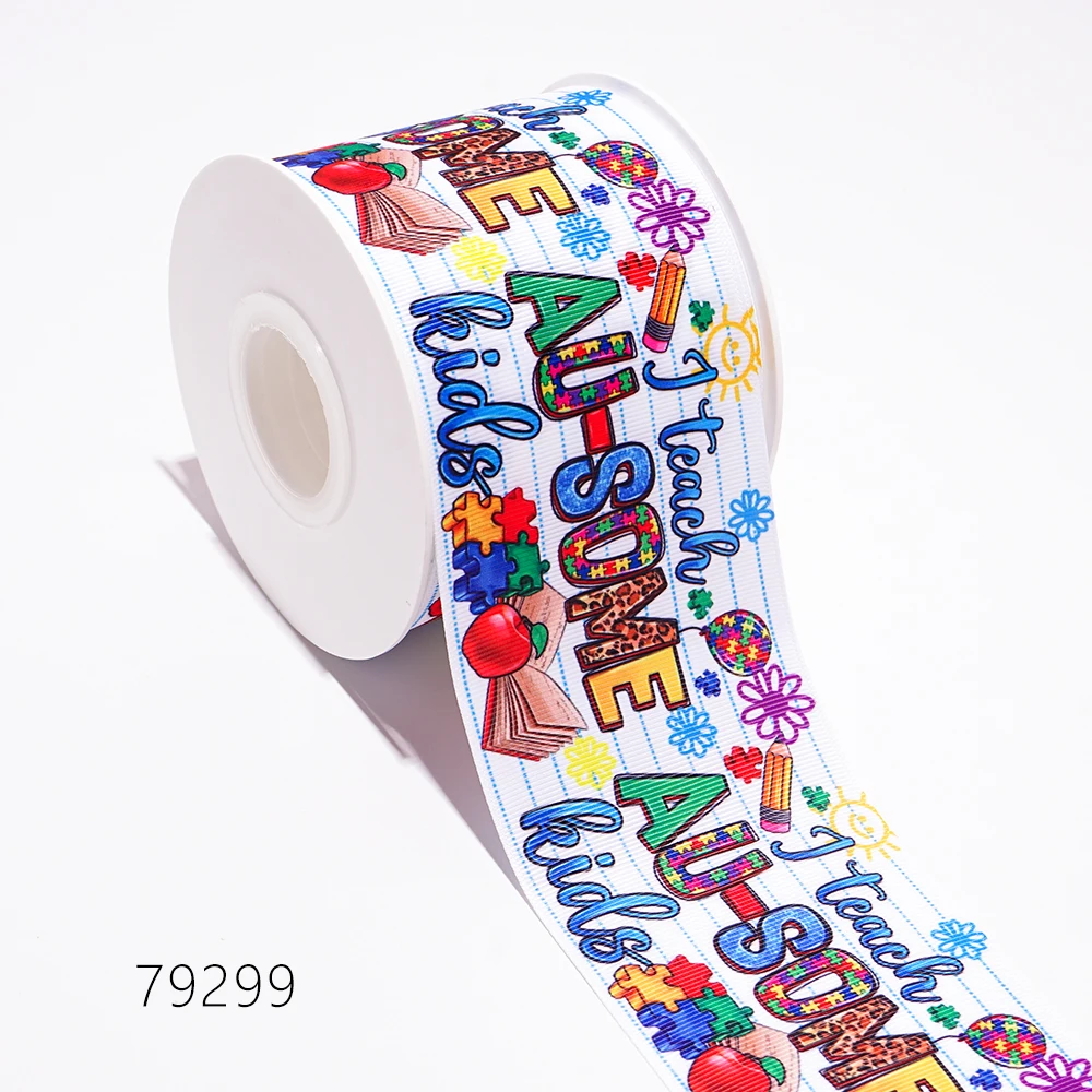 5 Yards DIY World Autism Awareness Day Printed Grosgrain Ribbon For Craft Supplies Sewing Accessories . 77272