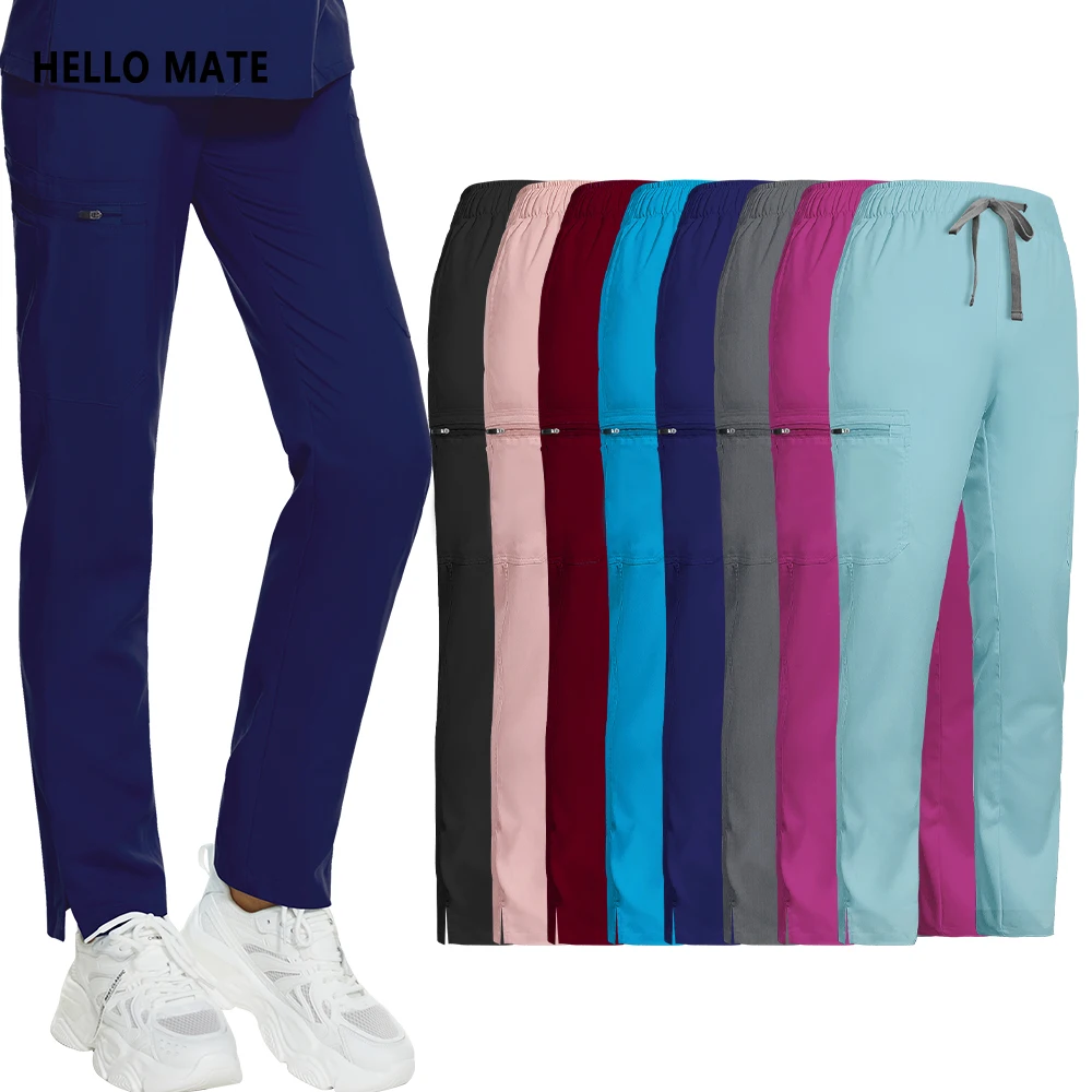 

Straight Pants Women Men Medical Scrubs Work Bottoms Unisex Stretch Beauty Trousers Dentistry Clinic Pharmacy Doctor Nurse Pants