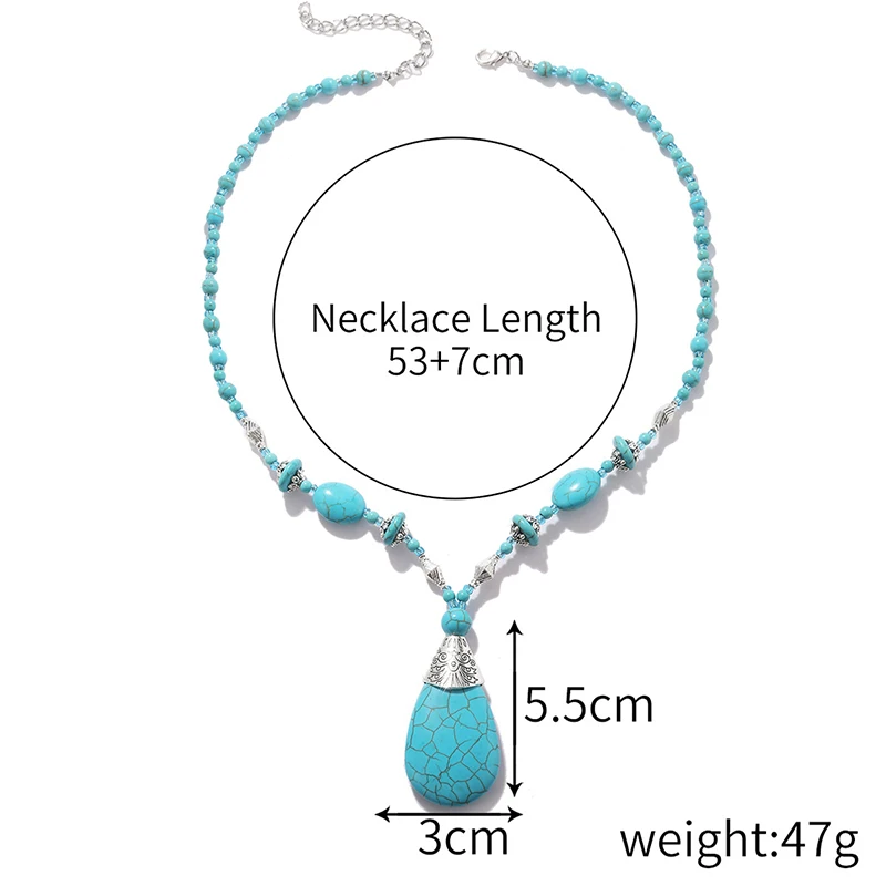 Fashion Natural Blue Stone Necklace For Women Bohemia Hearts Lovers Leaf Butterfly Pearl Pendant Necklace Beads Handmade Jewelry