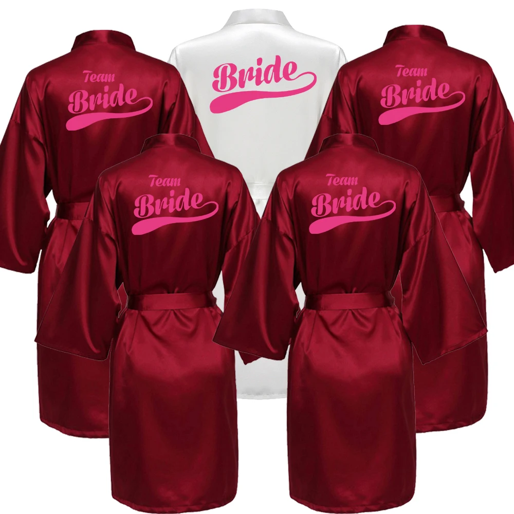 

Women Silk Satin Short Night Printing Robe Kimono Robe Fashion Bath Robe Sexy Bathrobe Femme Wedding Bride Bridesmaid M016