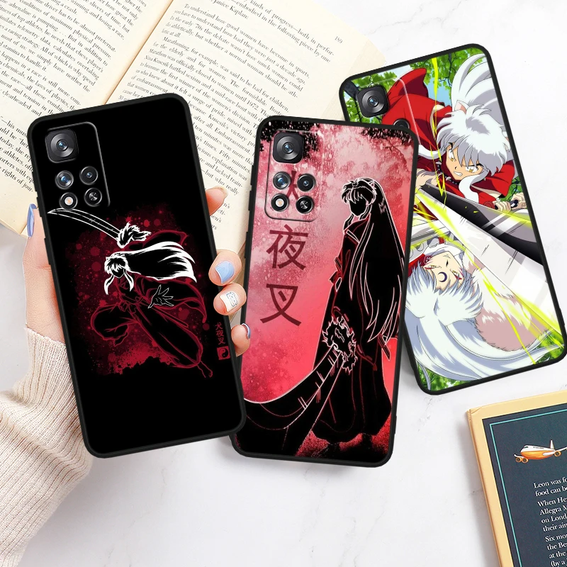 Anime Inuyasha Cute For Redmi Note 13 12 Turbo 11T 11P 11E 11S 10T 10S 10 9 Pro Plus Max Silicone Black Phone Case