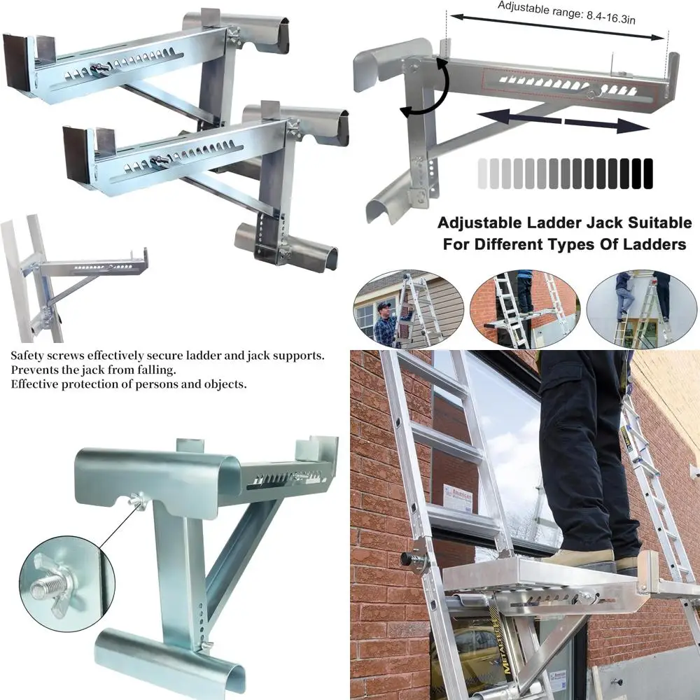 

Adjustable Extension Ladder Jacks for 20 Inch Stages - 2 Pack Scaffold Support
