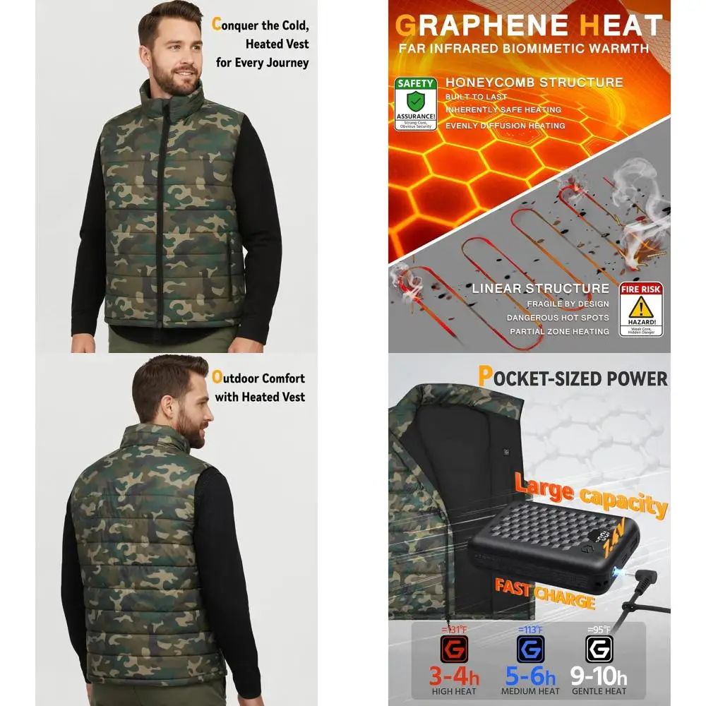

Wulcea Graphene Heated Vest For Men 7.4V Fast Charge Large Capacity Battery