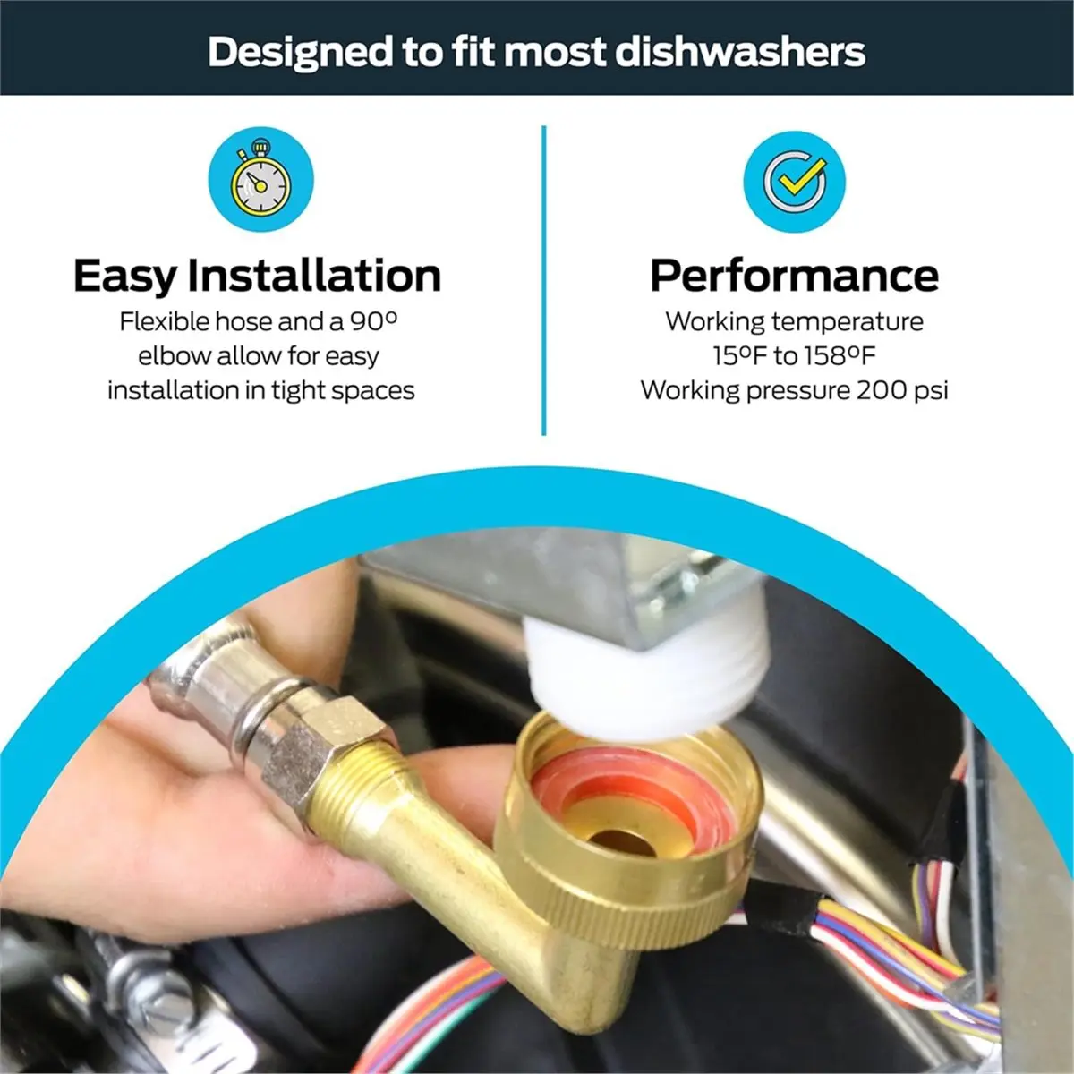 6 Ft Dishwasher Installation Kit, Braided Stainless Steel Supply Line with 3/8 Inch Compression Ends