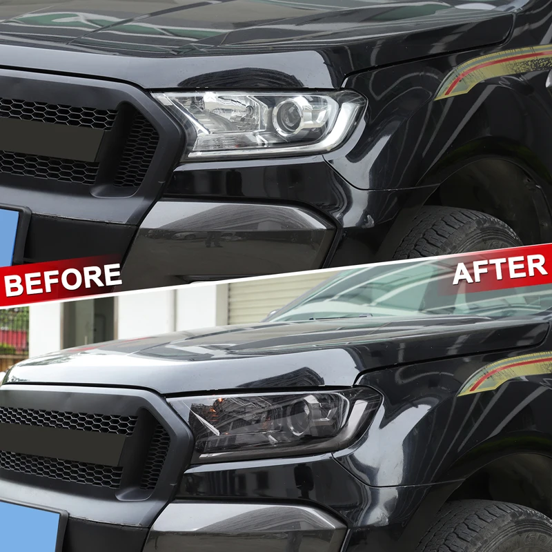 

2Pcs TPU Black yellow For Ford Ranger 2015-2021 car headlights front fog lamp film decorative stickers car exterior accessories