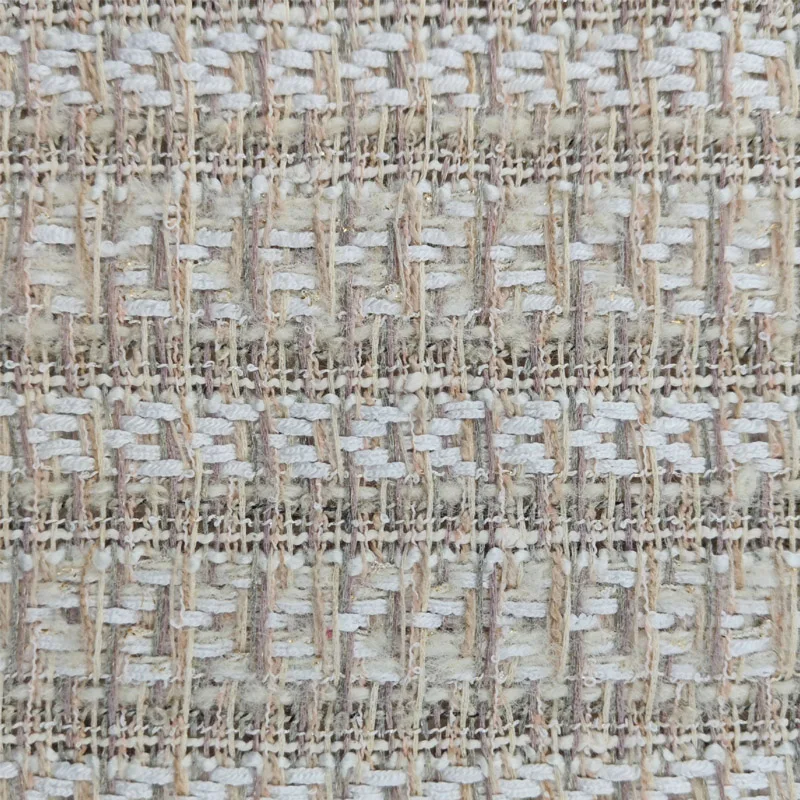 

Плетеная твидовая ткань окрашенная в бежевую и белую полоску для осенней куртки/платья/костюма/пальто/сумки, ткань «сделай сам», швейный материал