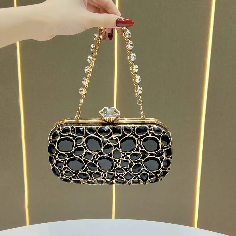 New Dinner  Luxury Rhinestone Clutch  Women's Fashion Exquisite Light Luxury Chain Bag Banquet Dress Bag