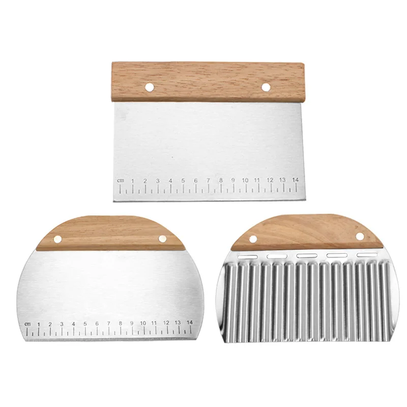 Scale Flour Cutter Oak Handle Dough Cutter Wolf Tooth Potato Cutter Corrugated French Fry Cutter