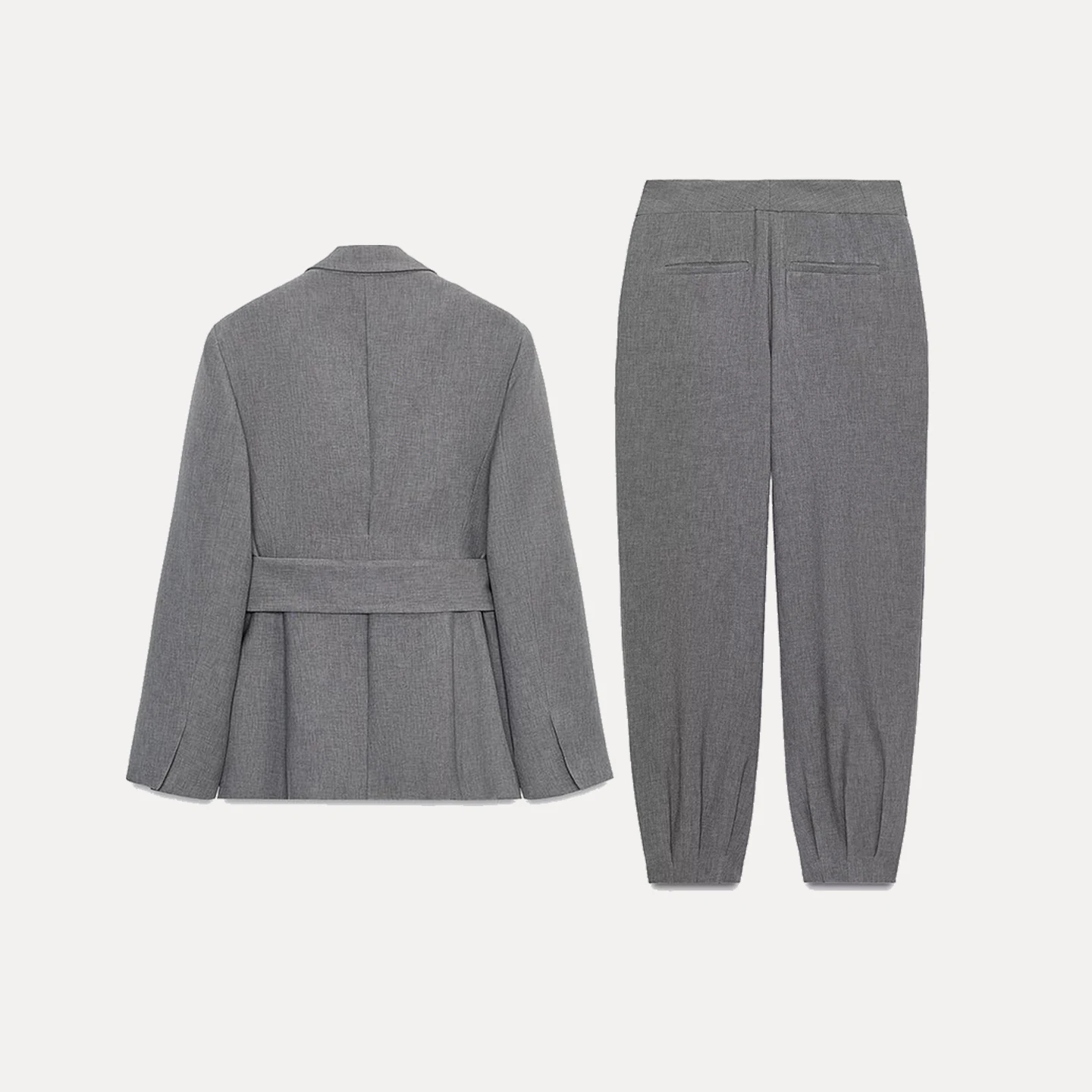 بدلة نسائية جديدة لخريف 2025 مع وسادات كتف سراويل فانوس بحزام عالية الخصر طقم طويل Sve أوروبي Sle Faion #4