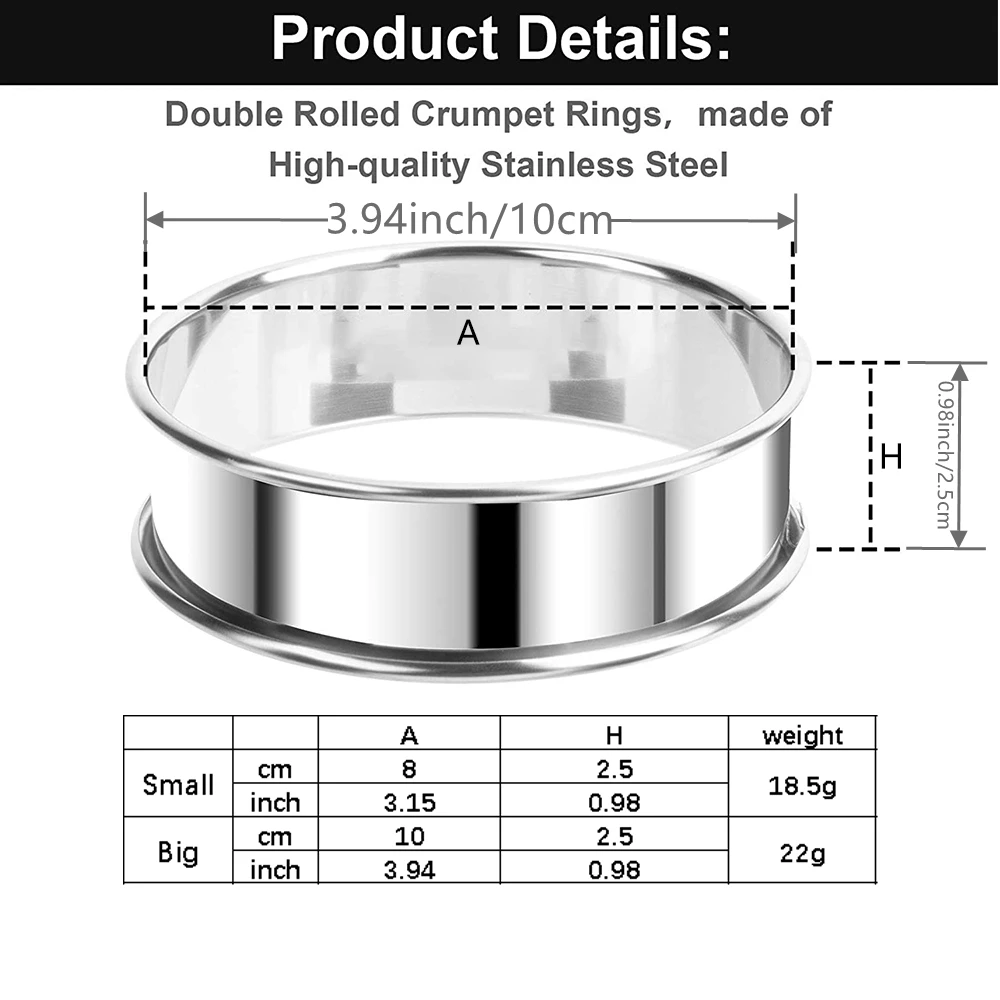 3pcs Stainless Steel Baking Rings Nonstick Muffin & Crumpet Mold, Versatile Tart & Cake Rings for Dessert Food Crafting