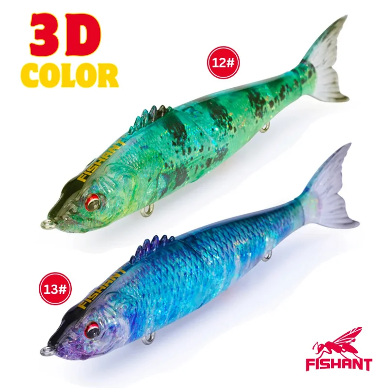 Fishant 135mm Schwimmköder Schwimmend & Langsam Sinkend Harter Angelköder 22-23,5g 3D Realistische Augen Leuchtend im Dunkeln für Barsch