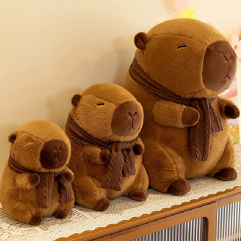 Scarf Capybara Plush Toy Cartoon Capibara Stuffed Animals Plush Toy Stuffed Doll Soothing Sleeping Toys For Kids Gifts