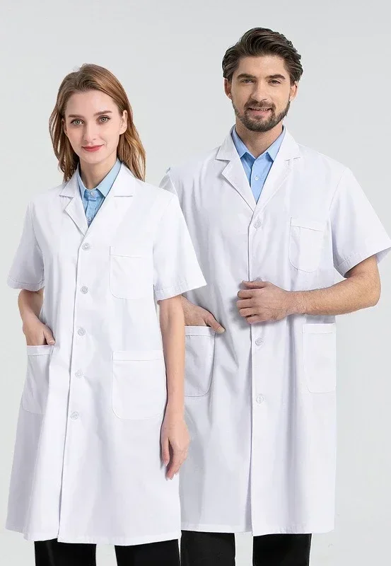 Weißer Laborkittel mit langen Ärmeln, Unisex, Krankenschwester, Arzt, College-Student, Laborkittel, Arztuniform, Arbeitsuniform