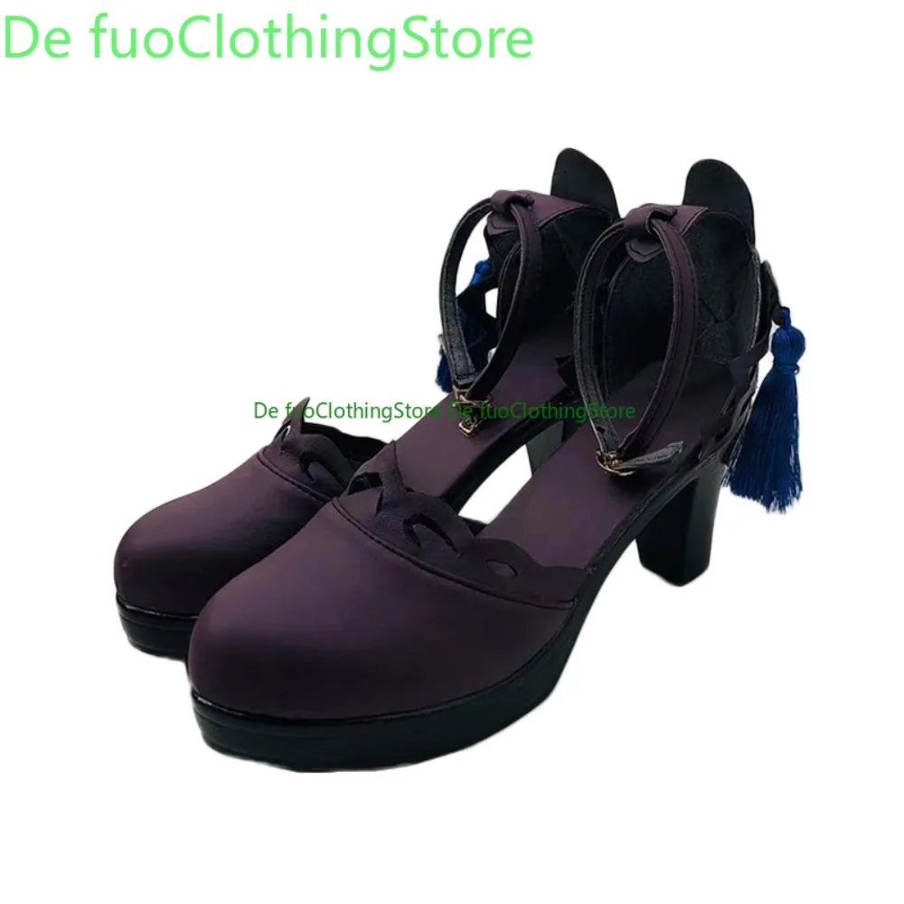 DefuoClothing Genshin Impact Keqing Cosplay Shoes Anime Boots Anime Game Role-playing Shoes And Boots Halloween Party
