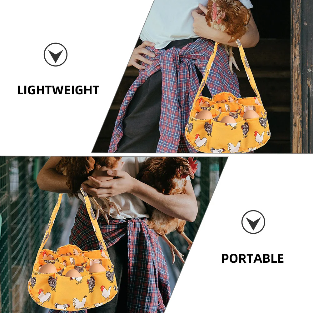 

7pcs Collecting Basket With Multiple Pockets For Fresh Eggs, Chicken Egg Gathering Holder, Reusable Farm Garden Egg Storage Bag,