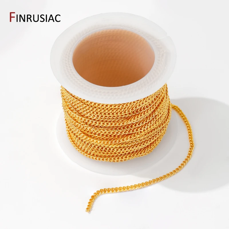 14/18K Gold Plated Brass Cuban Link Chain For Necklace Bracelet Making,DIY Jewelry Making Accessories,Jewelry Material