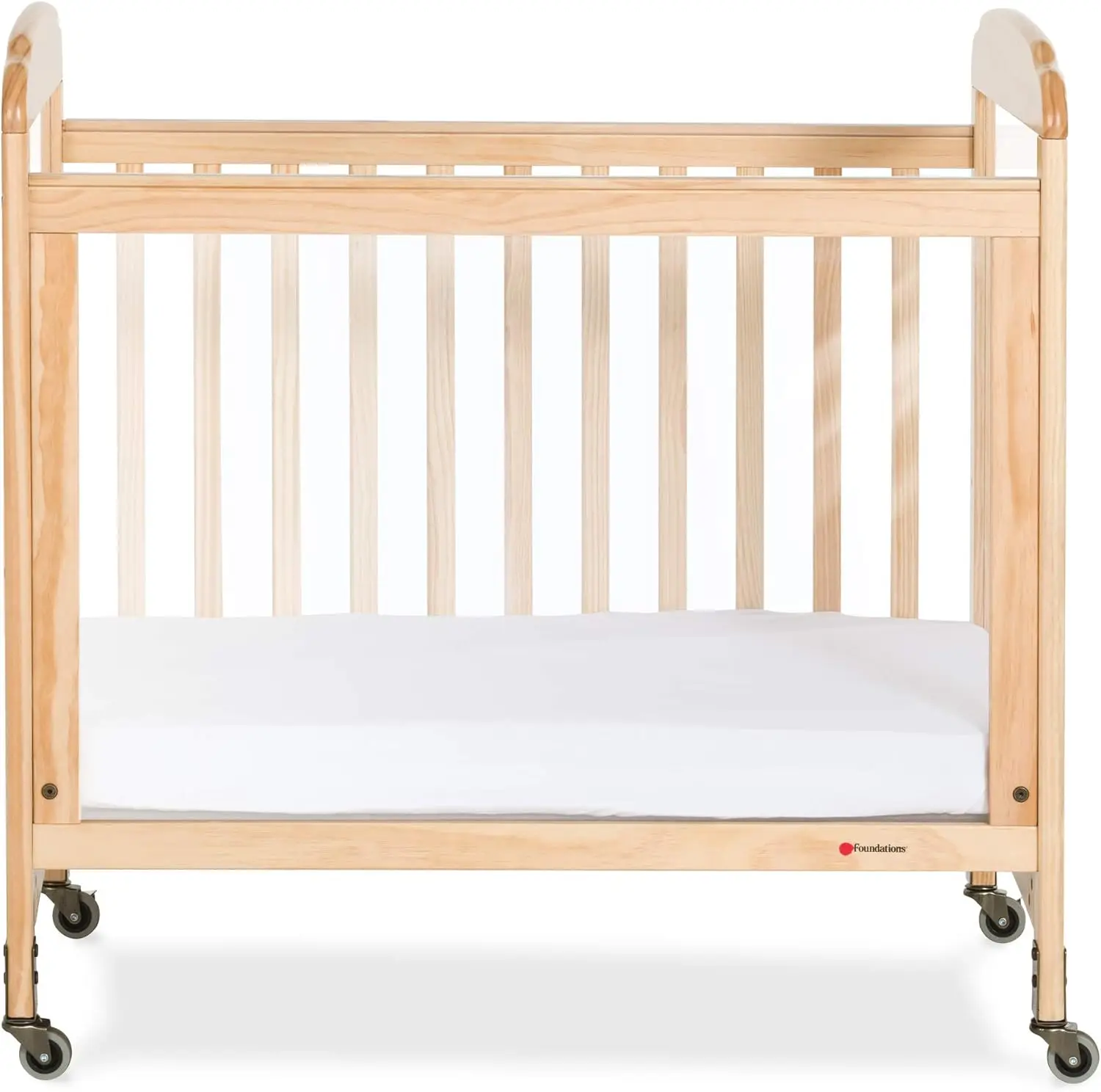 Serenity 3-Panel ClearView Compact Crib, Fixed-Side, Natural Wood