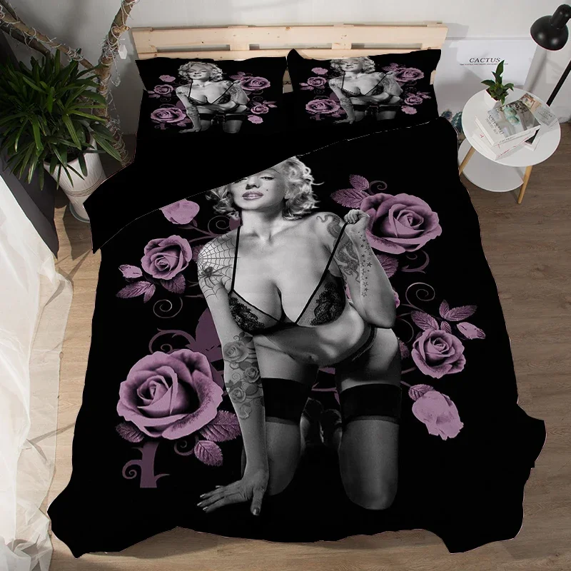 Sexy Goddess Marilyn Monroe 3D Printed Duvet Case Pillowcase Bedding Set Twin Full Queen Size for Bedroom Decor