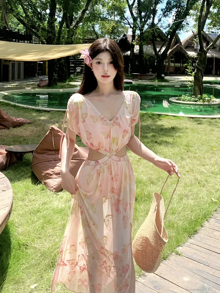 

Sexy Bikini Tee-Piece Set for Women Large Size Swimming Costume Vaion Hot Springs Suitable V-Ne ort Sve with Ches...