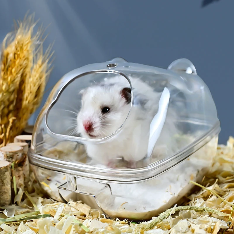 

Hamster Sand Bath Container Golden Bear Bathroom Anti-spill Detachable Fully Transparent Field Of View Chinchilla Accessories