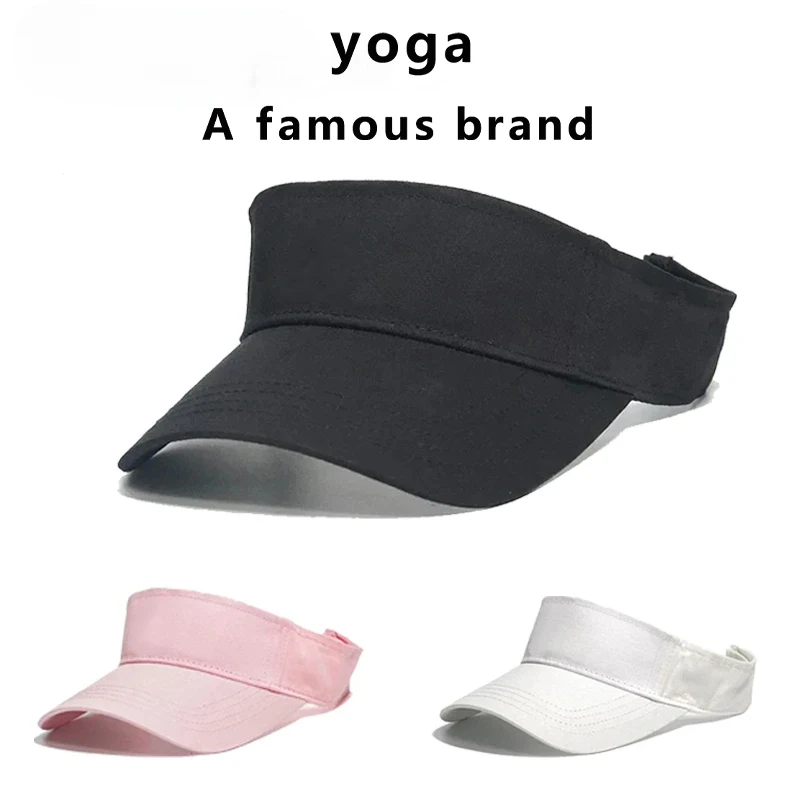 

a？？ Yoga Hat with full logo Cotton Adjustable Visor Protection Top Empty Solid Sport Tennis Running Sunscreen Baseball Cap