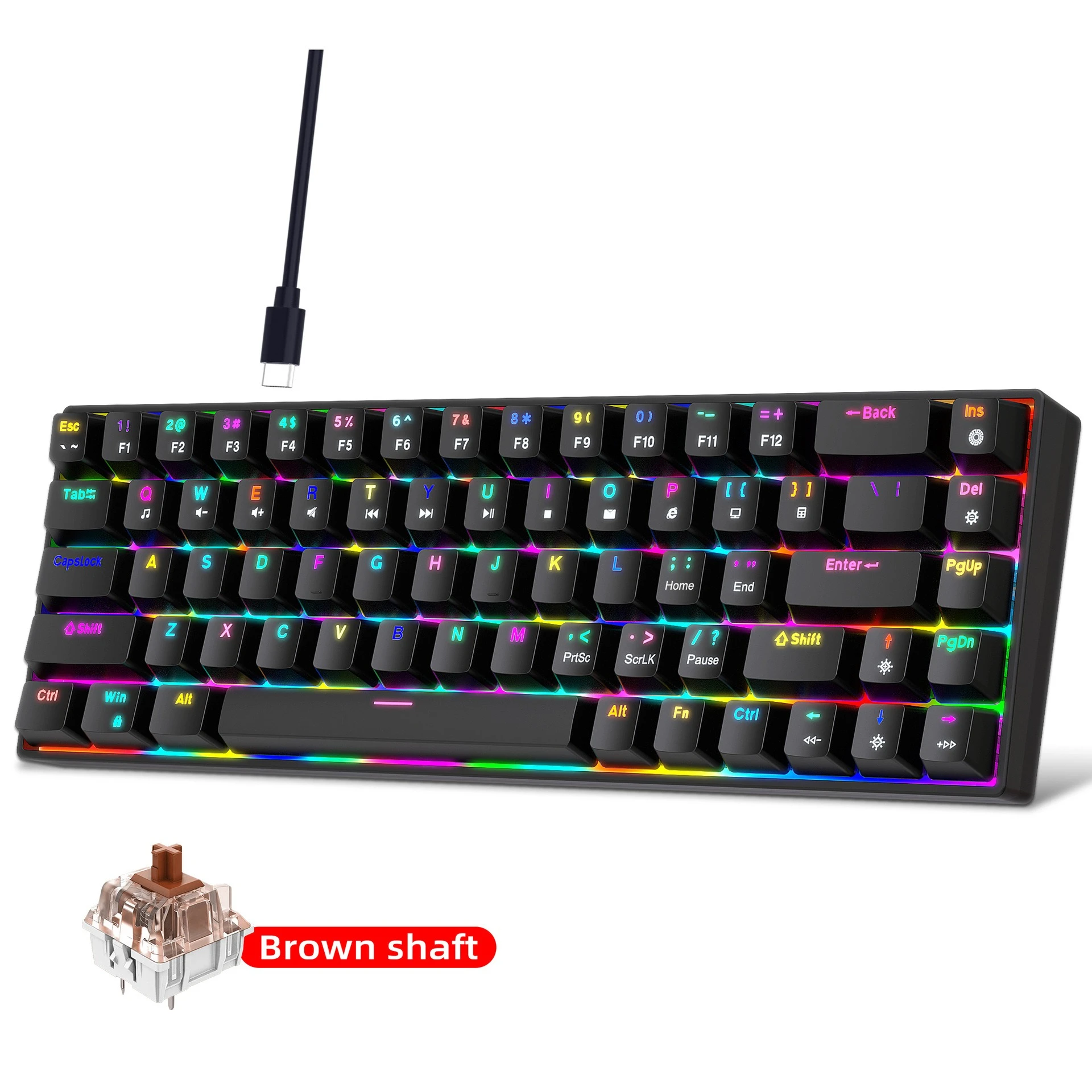 Wired mechanical keyboard RGB hot swappable teclado mecanico gamer ergonomico keyboards gaming 65%usb branco pc black key board Wired mechanical keyboard RGB hot swappable teclado mecanico gamer ergonomico keyboards gaming 65%usb branco pc black key board